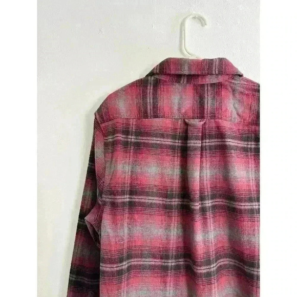 JACHS Flannel Shirt Mens M Red Black Plaid Long Sleeve Button Heritage Midweight - Picture 12 of 12